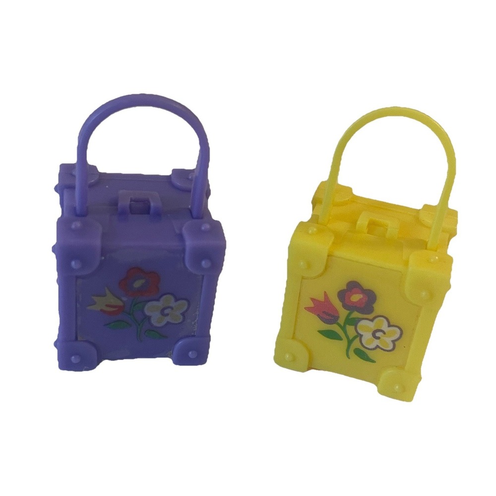 Vintage Barbie Mini Purse Case Lot Yellow Purple Floral Mattel 90's Accessories